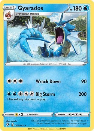 Gyarados 040/192 - Reverse Holofoil Rebel Clash