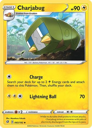 Charjabug 065/192 - Reverse Holofoil Rebel Clash