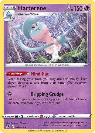 Hatterene 085/192 - Reverse Holofoil Rebel Clash