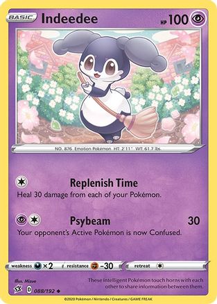 Indeedee 088/192 - Reverse Holofoil Rebel Clash