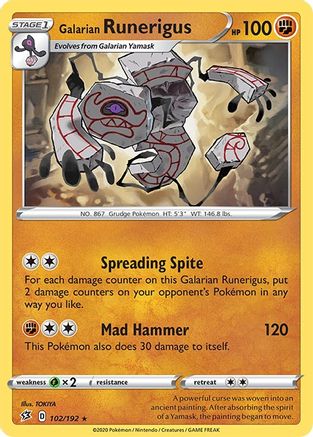 Galarian Runerigus 102/192 - Reverse Holofoil Rebel Clash