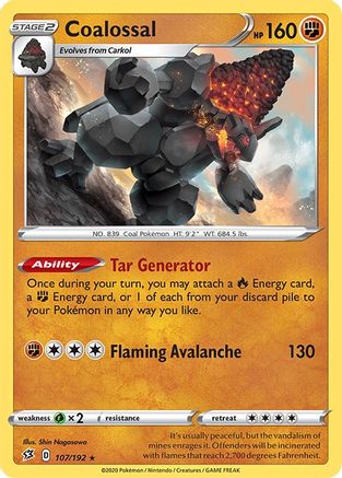 Coalossal 107/192 - Reverse Holofoil Rebel Clash