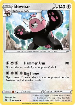 Bewear 150/192 - Reverse Holofoil Rebel Clash