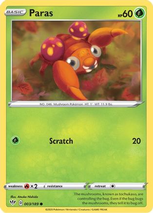 Paras 003/189 - Reverse Holofoil Darkness Ablaze