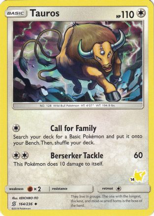 Tauros (#14 Pikachu Stamped) 164/236 Battle Academy