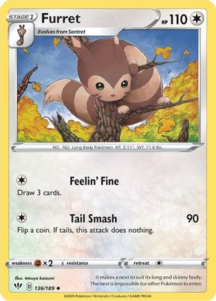 Furret 136/189 - Reverse Holofoil Darkness Ablaze