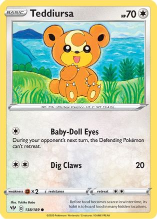 Teddiursa 138/189 - Reverse Holofoil Darkness Ablaze