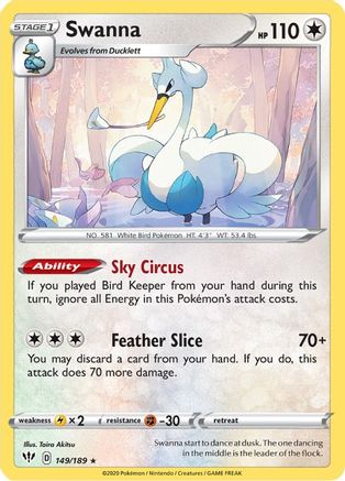Swanna 149/189 - Reverse Holofoil Darkness Ablaze
