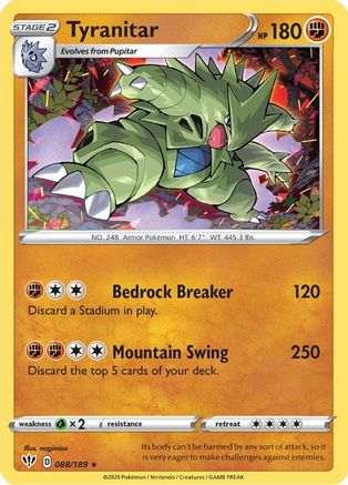 Tyranitar 088/189 - Reverse Holofoil Darkness Ablaze