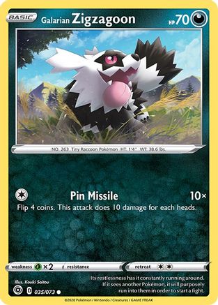 Galarian Zigzagoon 035/73 - Reverse Holofoil Champions Path