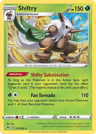 Shiftry 012/185 - Reverse Holofoil Vivid Voltage