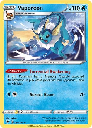 Vaporeon 030/185 - Reverse Holofoil Vivid Voltage