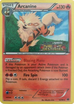 Arcanine (Prerelease) 012/99 - Holofoil Black and White Promos