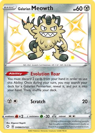 Galarian Meowth SV086/SV122 - Holofoil Shining Fates Shiny Vault