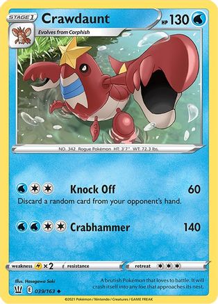 Crawdaunt 039/163 - Reverse Holofoil Battle Styles