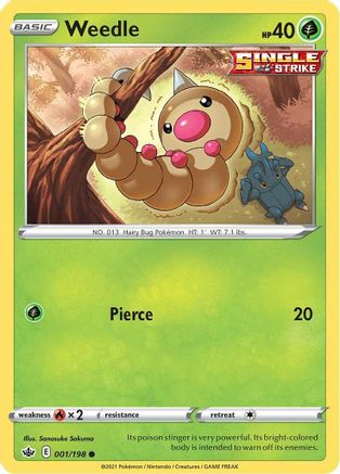 Weedle 001/198 - Reverse Holofoil Chilling Reign