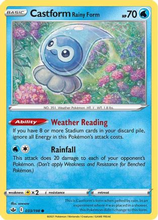 Castform Rainy Form 033/198 - Reverse Holofoil Chilling Reign