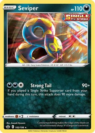 Seviper 102/198 - Reverse Holofoil Chilling Reign