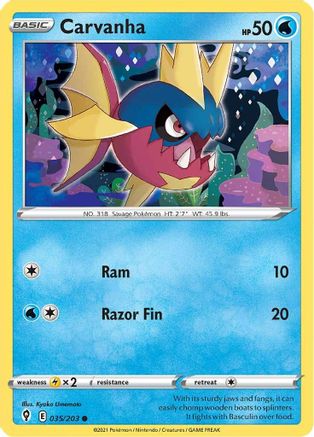 Carvanha 035/203 - Reverse Holofoil Evolving Skies