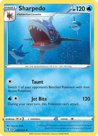 Sharpedo 036/203 - Reverse Holofoil Evolving Skies