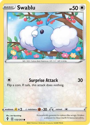 Swablu 132/203 - Reverse Holofoil Evolving Skies