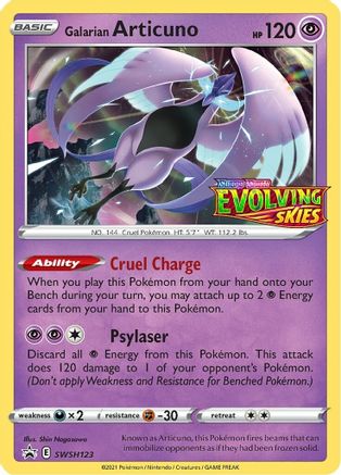 Galarian Articuno (Prerelease) SWSH123 - Holofoil SWSH Sword & Shield Promo Cards