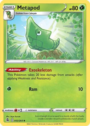 Metapod 002/264 - Reverse Holofoil Fusion Strike