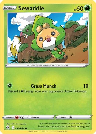 Sewaddle 009/264 - Reverse Holofoil Fusion Strike