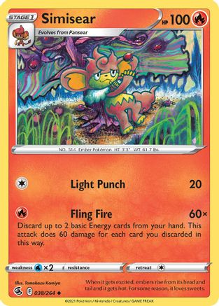 Simisear 038/264 - Reverse Holofoil Fusion Strike