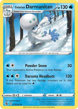 Galarian Darmanitan 072/264 - Reverse Holofoil Fusion Strike