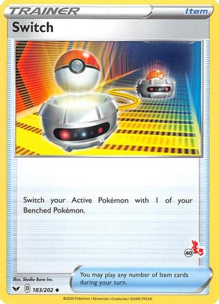 Switch - 183/202 (#40 Cinderace Stamped)/202 Battle Academy 2022