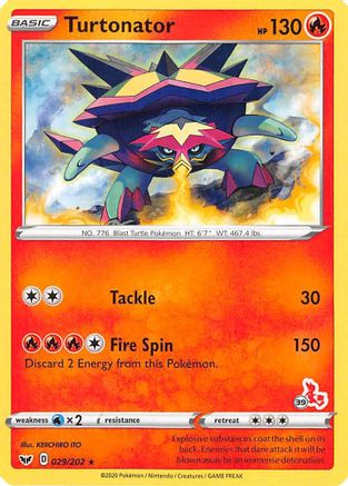 Turtonator (#39 Cinderace Stamped) 029/202 Battle Academy 2022