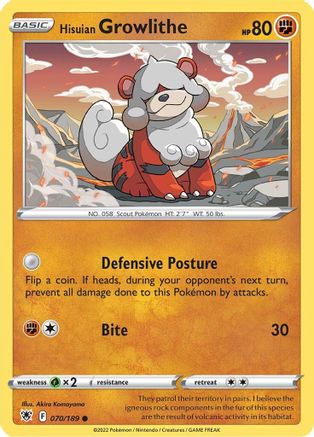 Hisuian Growlithe 070/189 - Reverse Holofoil Astral Radiance