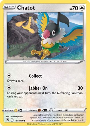 Chatot 129/189 - Reverse Holofoil Astral Radiance