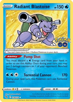 Radiant Blastoise 018/078 - Holofoil Pokemon GO