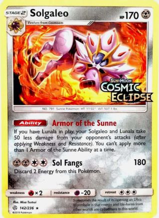 Solgaleo (Cosmic Eclipse Stamped) 142/236 - Holofoil Miscellaneous Cards & Products