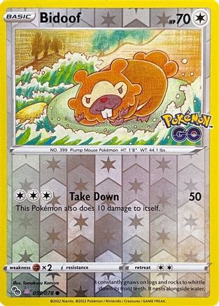 Bidoof (Peelable Ditto) 059/078 - Reverse Holofoil Pokemon GO