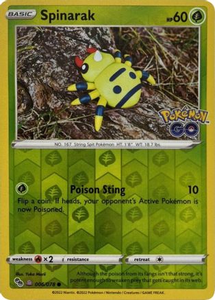 Spinarak (Peelable Ditto) 006/078 - Reverse Holofoil Pokemon GO