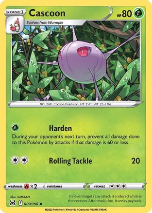 Cascoon 009/196 - Reverse Holofoil Lost Origin