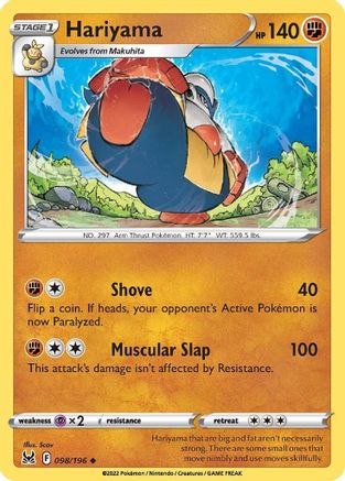 Hariyama 098/196 - Reverse Holofoil Lost Origin
