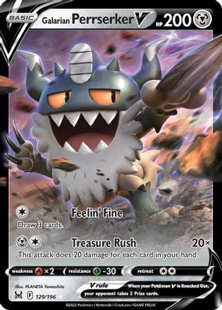 Galarian Perrserker V 129/196 - Holofoil Lost Origin