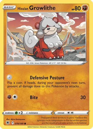 Hisuian Growlithe (Cosmos Holo) 070/189 - Holofoil Deck Exclusives