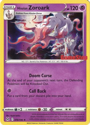Hisuian Zoroark (Gamestop Exclusive) 076/196 - Holofoil Miscellaneous Cards & Products