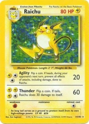 Raichu 014/102 - Unlimited Holofoil Base Set