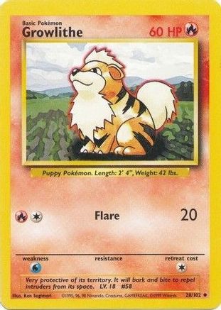 Growlithe 028/102 - Unlimited Base Set