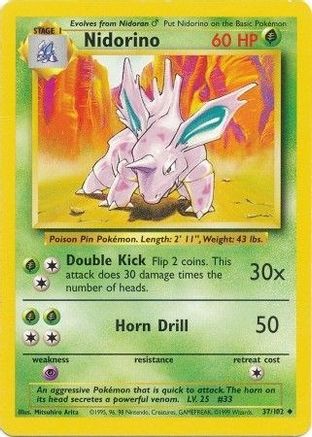 Nidorino 037/102 - Unlimited Base Set