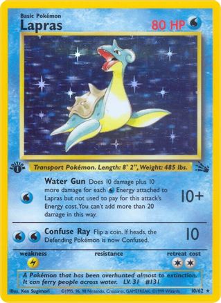 Lapras 010/62 - 1st Edition Holofoil Fossil