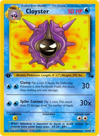 Cloyster 032/62 - 1st Edition Fossil