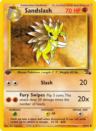 Sandslash 041/62 - 1st Edition Fossil