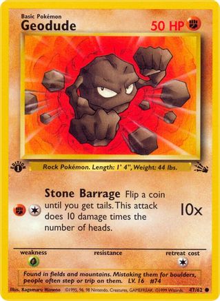 Geodude 047/62 - 1st Edition Fossil